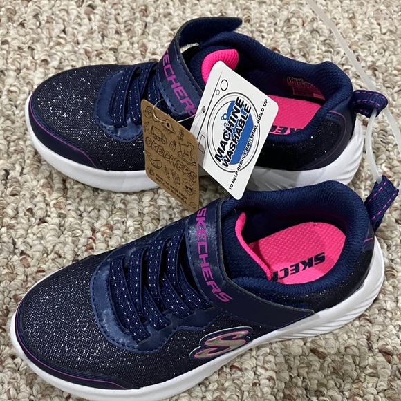 Skechers Kids' Sparkling Navy and Pink Sneakers - Picture 6 of 10